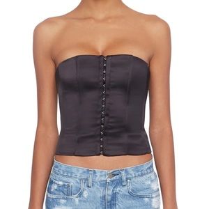 Danielle Guizio Black Satin Corset - Large